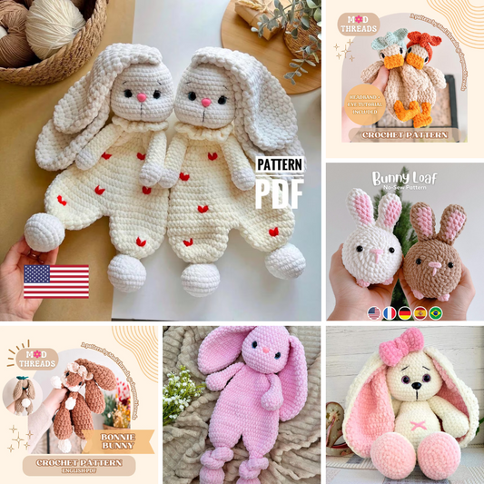 Adorable Bunny & DUCK Crochet Pattern Bundle – 6 Unique Designs