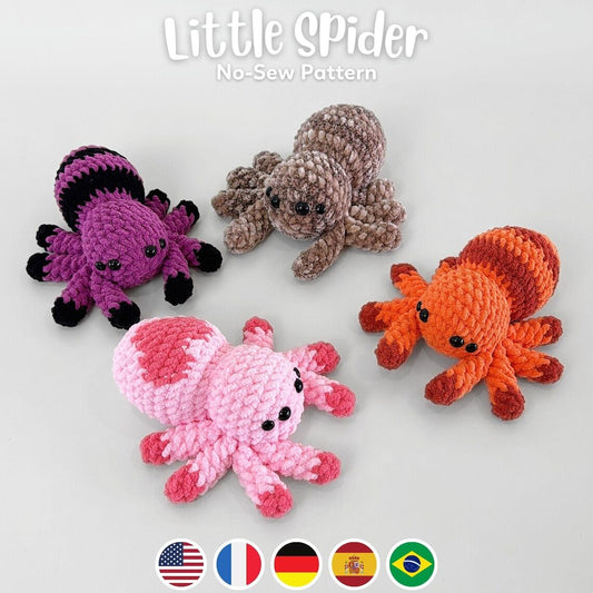 3in1 No-Sew Spider Plushies Crochet Bundle - PDF Pattern (5 Languages)